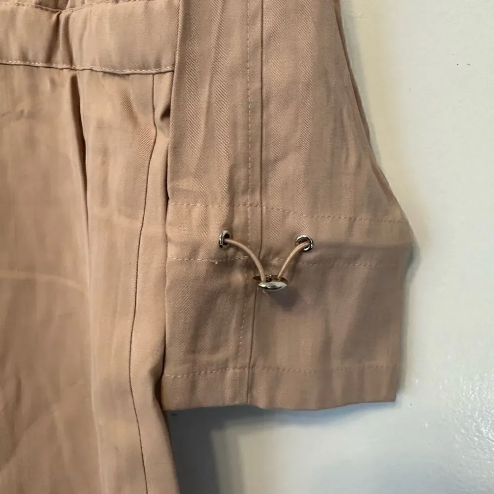 LOVE TOKEN Women’s Stripe Print Tie Trench Coat JACKET BEIGE STRIPE SIZE XS NWT